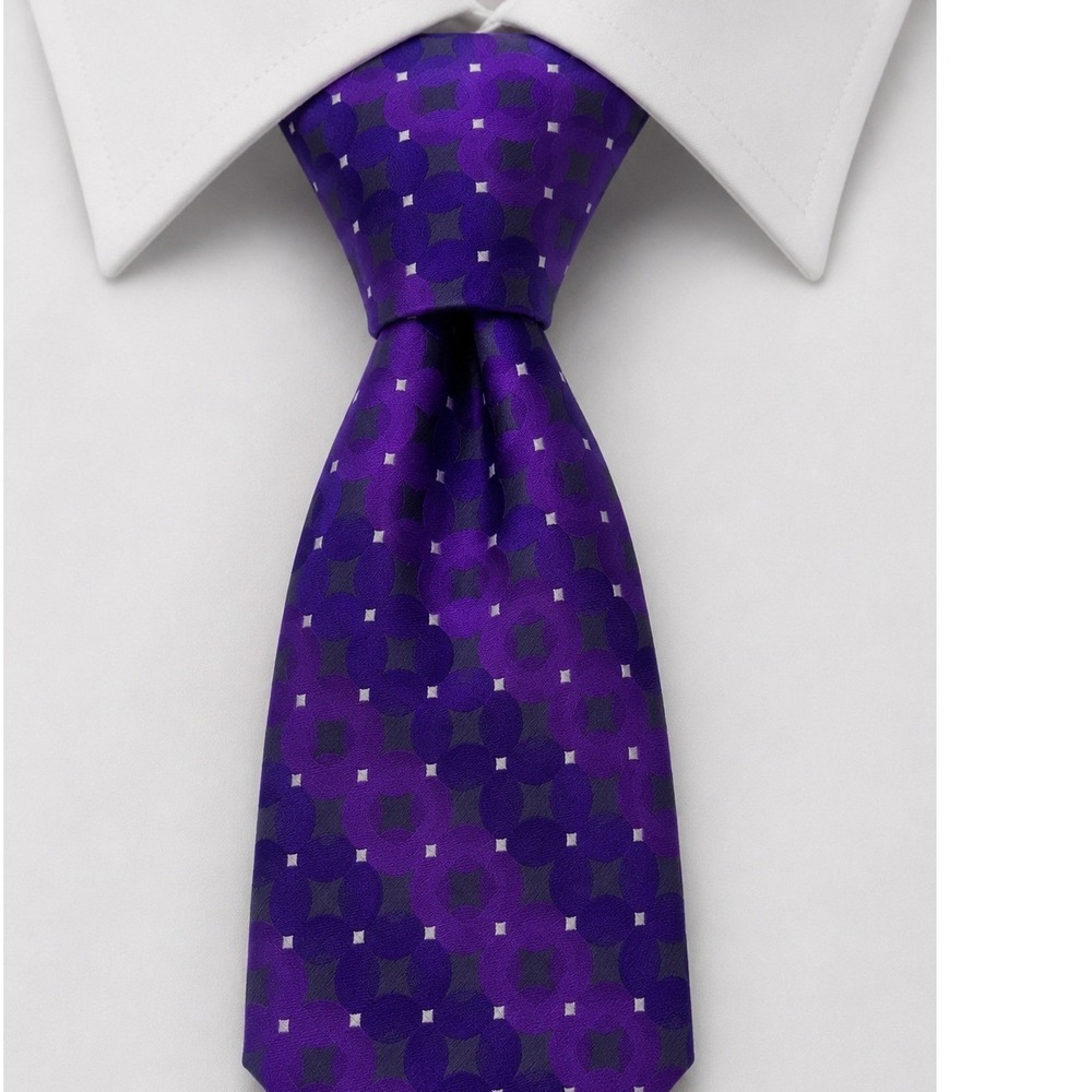 Arrow USA 1851 Mens Purple Geometric Circle Pattern Polyester Necktie 59x3.25